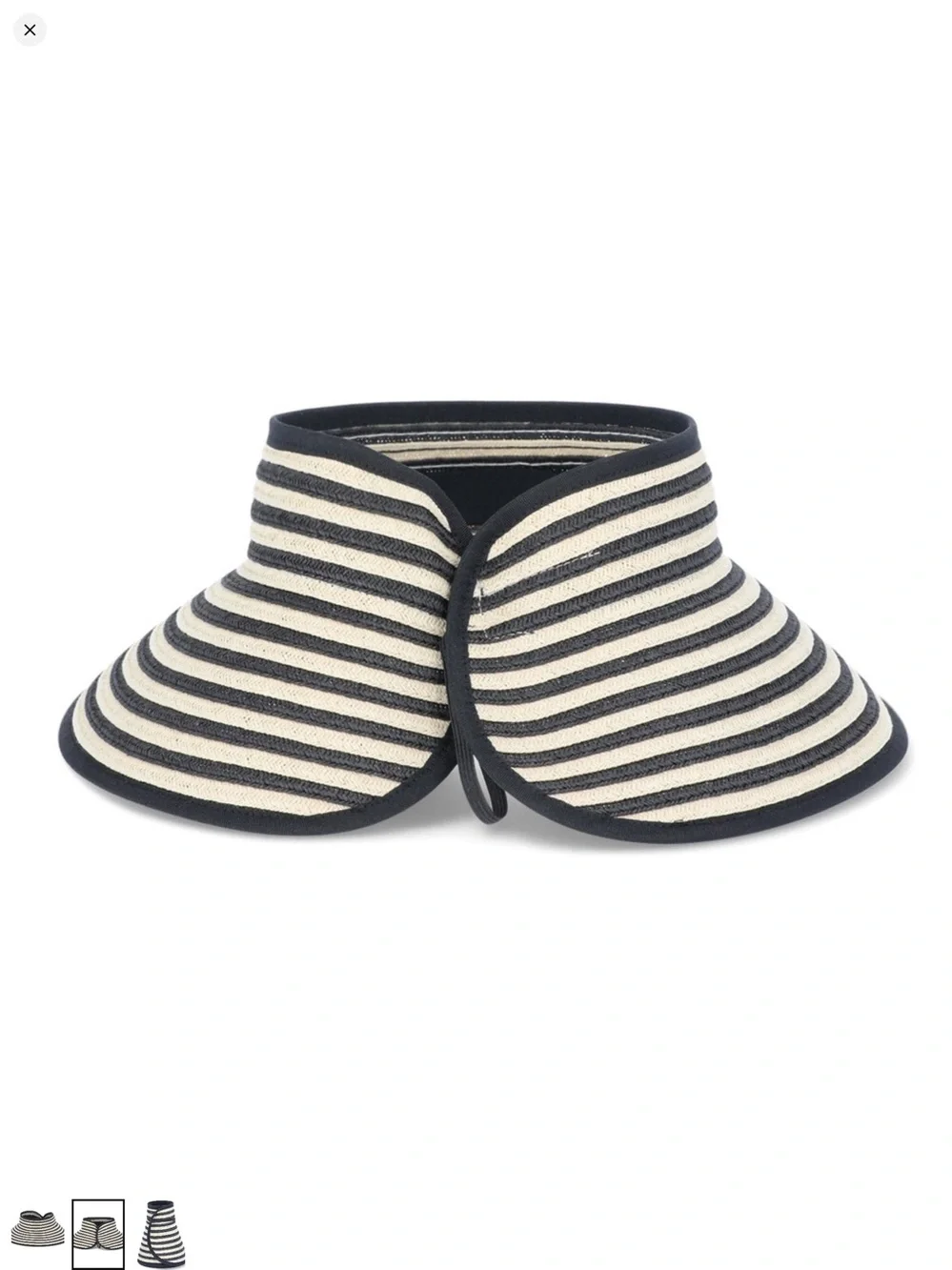Pack of 3 Women's Wide Brim Packable straw Visors Tan, black Stripe & Black NWT